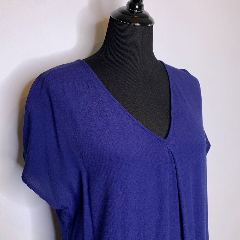 Madewell navy blue v pleated neck shift dress size Medium - Picture 2 of 13